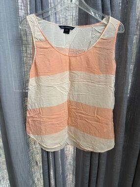 French Connection 100% silk Peach & Cream Striped Sleeveless Tank Top size 12